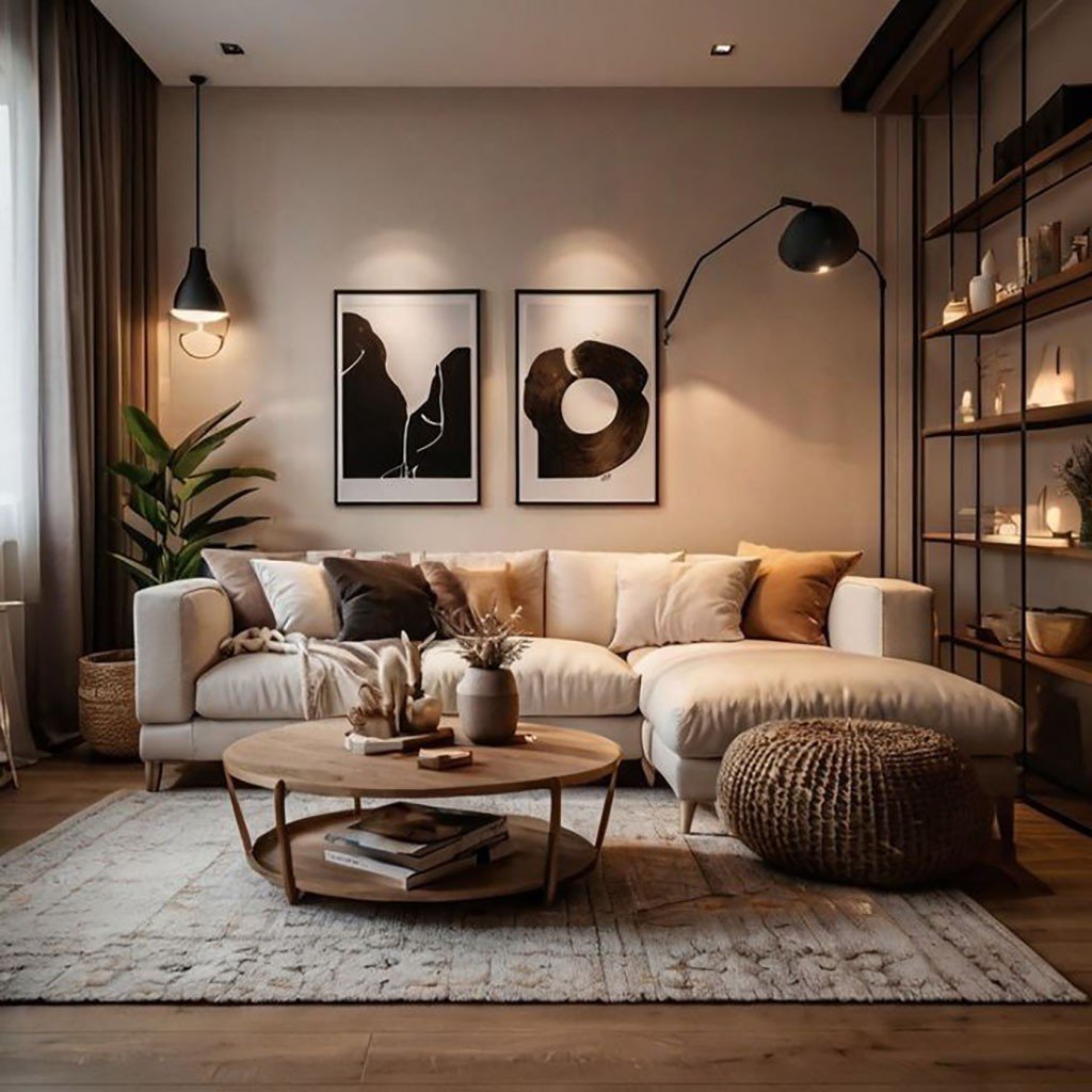 Contemporary living room with premium finishes